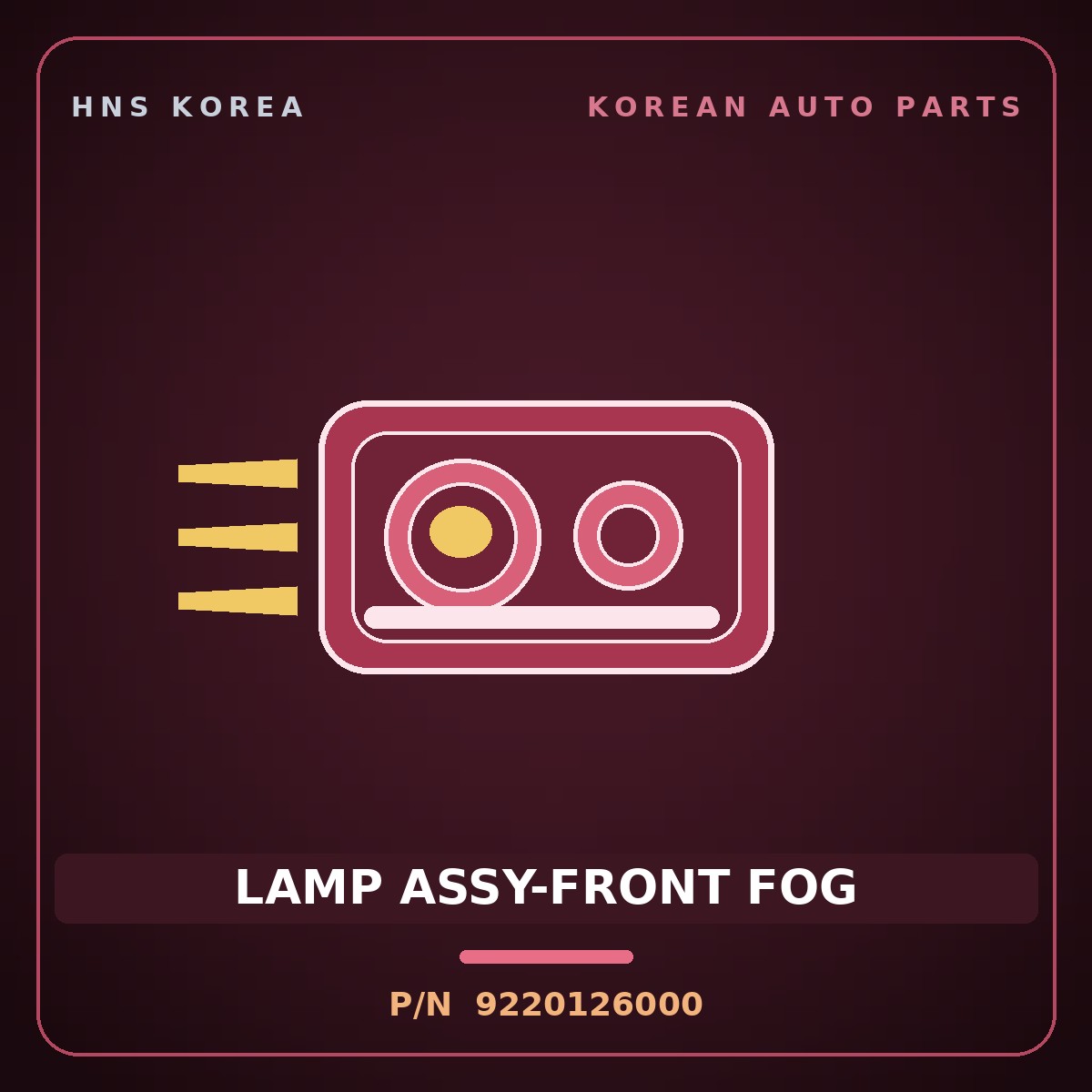 Genuine Mobis LAMP ASSY-FRONT FOG 9220126000 for Santa Fe 2000 HNS Parts Korea
