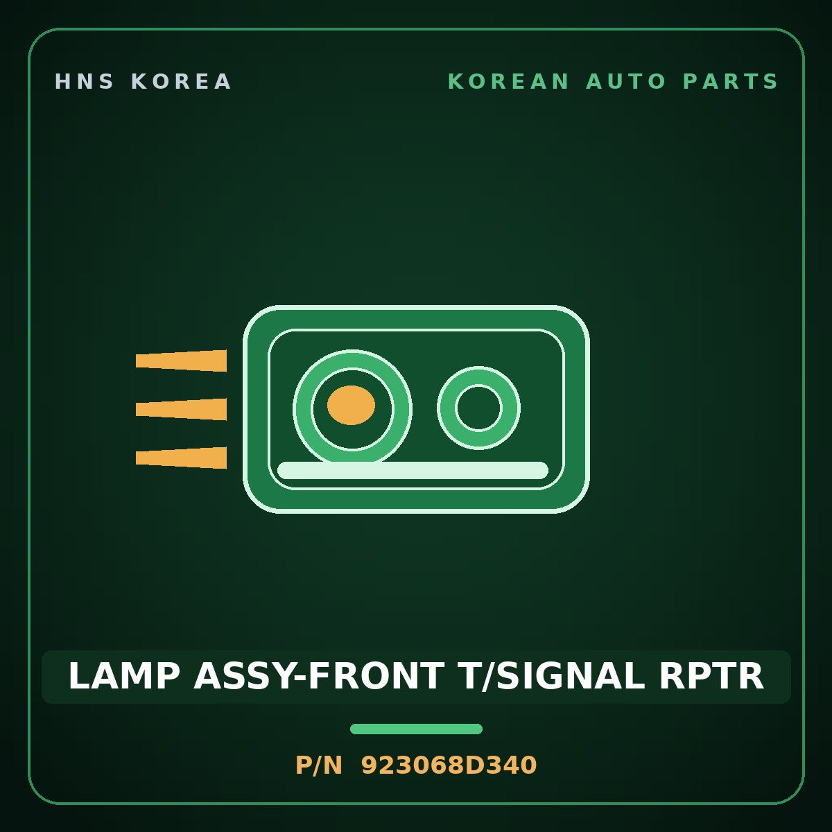Genuine Mobis LAMP ASSY-FRONT T/SIGNAL RPTR 923068D340 for Express 2006 HNS Parts Korea