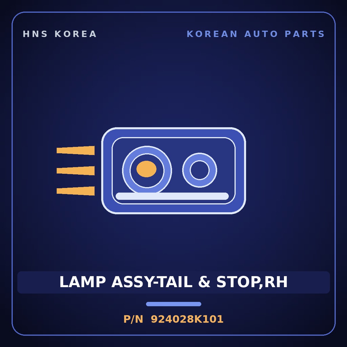 Genuine Mobis LAMP ASSY-TAIL & STOP,RH 924028K101 for Aero City 2008 HNS Parts Korea