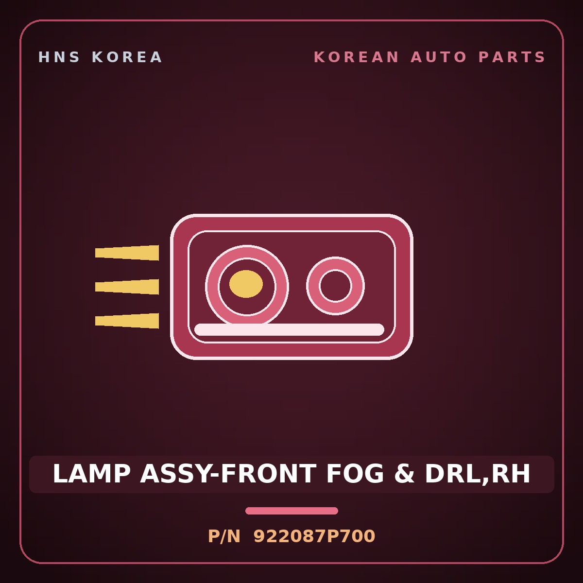 Genuine Mobis LAMP ASSY-FRONT FOG & DRL,RH 922087P700 for Xcient 2019 HNS Parts Korea