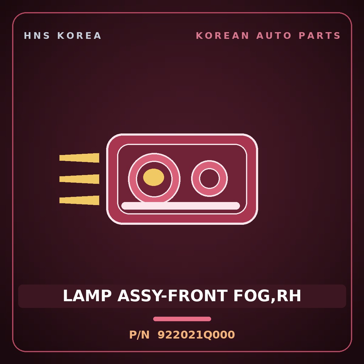 Genuine Mobis LAMP ASSY-FRONT FOG,RH 922021Q000 for Forte 2009 HNS Parts Korea