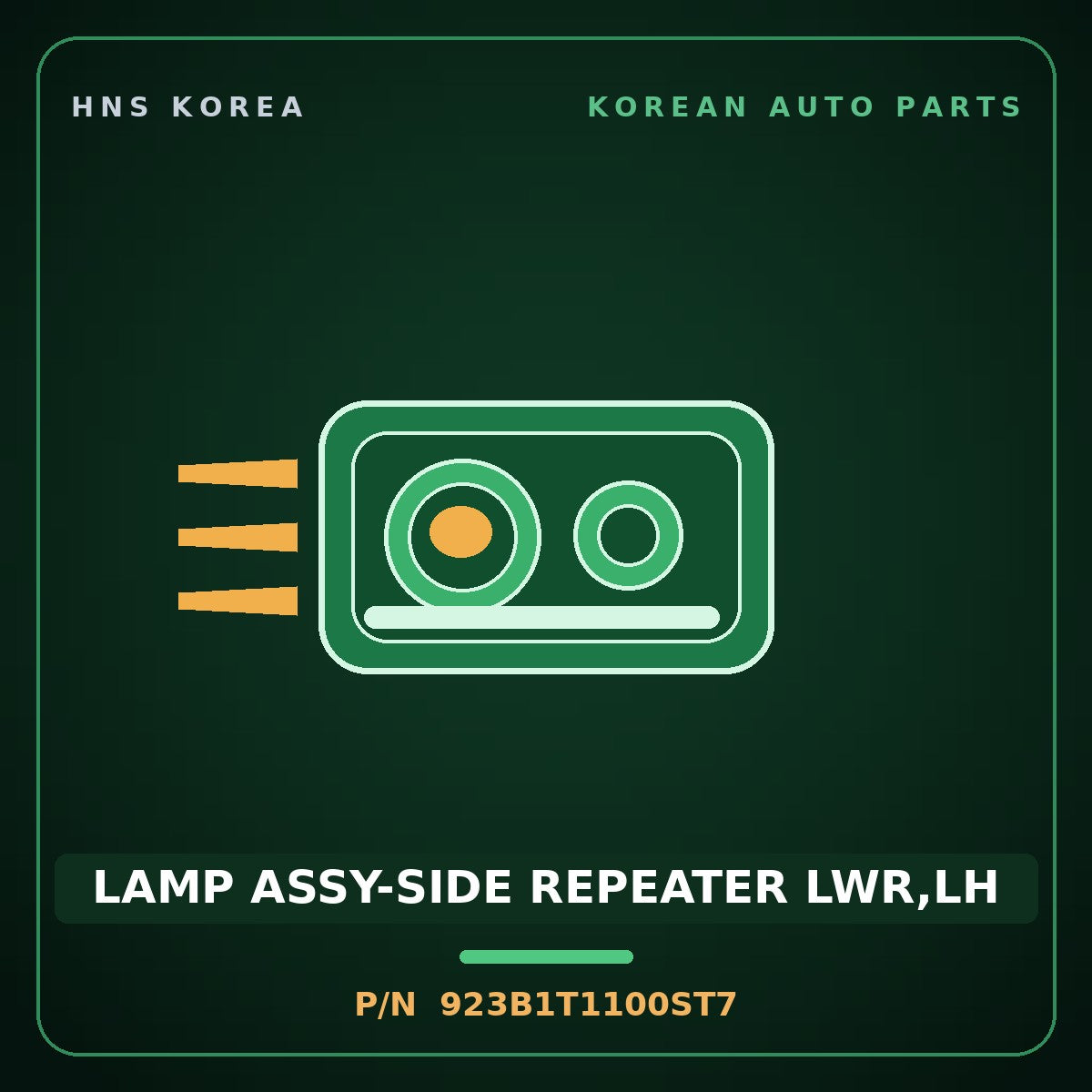 Genuine Mobis LAMP ASSY-SIDE REPEATER LWR,LH 923B1T1100ST7 for G80 2020 HNS Parts Korea