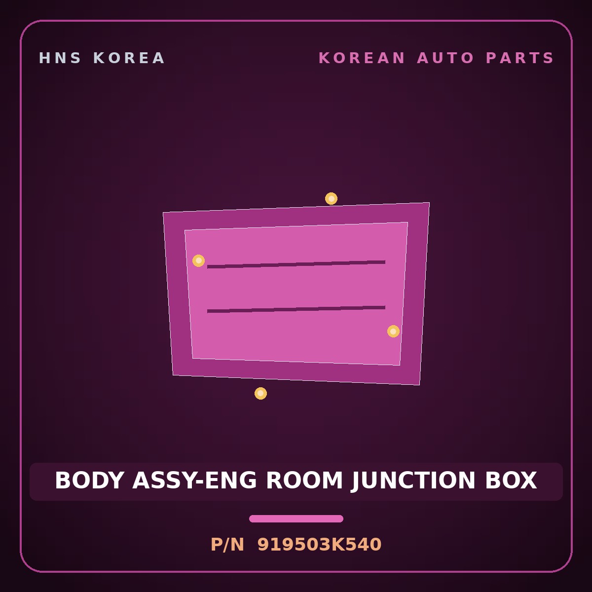 Genuine Mobis BODY ASSY-ENG ROOM JUNCTION BOX 919503K540 for Grandeur 2004 HNS Parts Korea