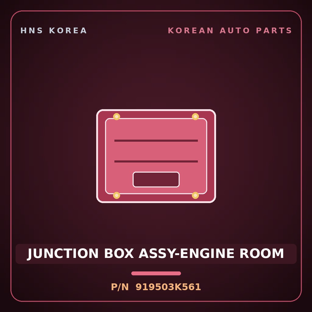 Genuine Mobis JUNCTION BOX ASSY-ENGINE ROOM 919503K561 for Grandeur 2005 HNS Parts Korea