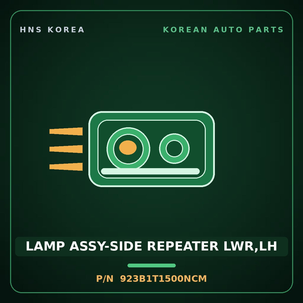Genuine Mobis LAMP ASSY-SIDE REPEATER LWR,LH 923B1T1500NCM for G80 2020 HNS Parts Korea