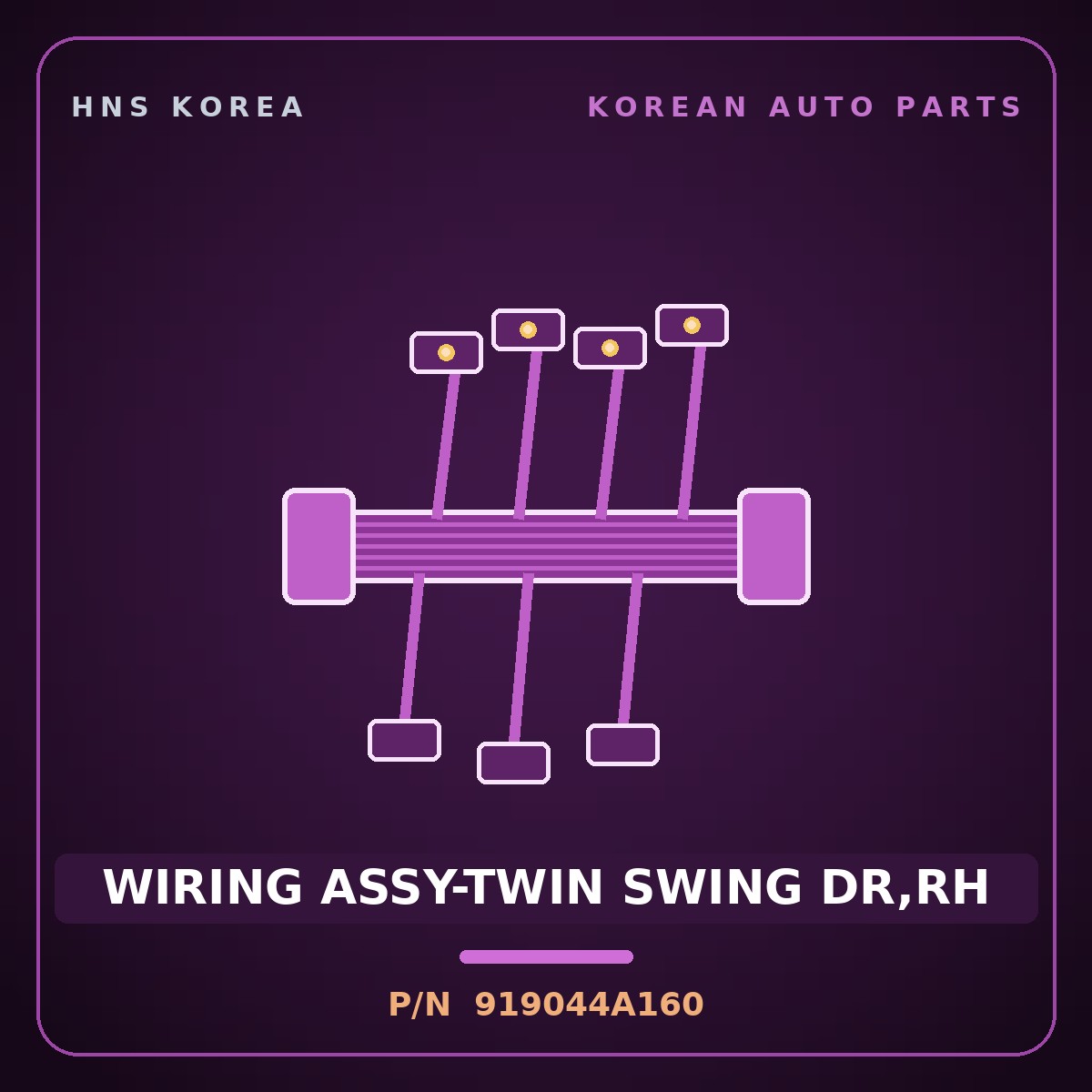 Genuine Mobis WIRING ASSY-TWIN SWING DR,RH 919044A160 for Grand Starex 1997 HNS Parts Korea