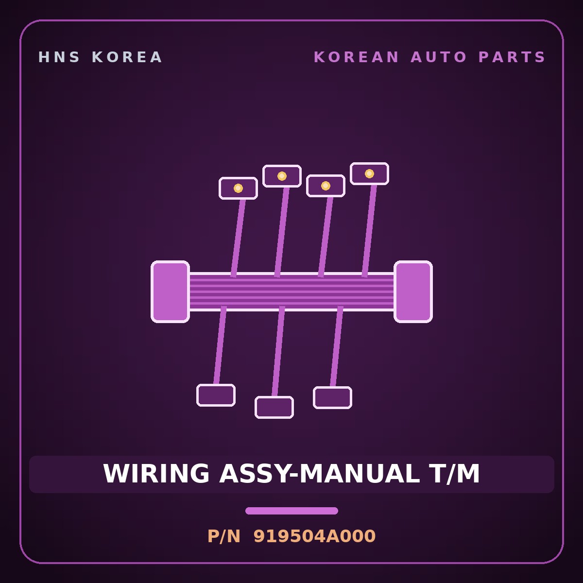 Genuine Mobis WIRING ASSY-MANUAL T/M 919504A000 for Grand Starex 1997 HNS Parts Korea