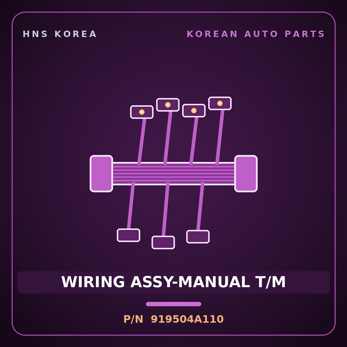 Genuine Mobis WIRING ASSY-MANUAL T/M 919504A110 for Grand Starex 1997 HNS Parts Korea