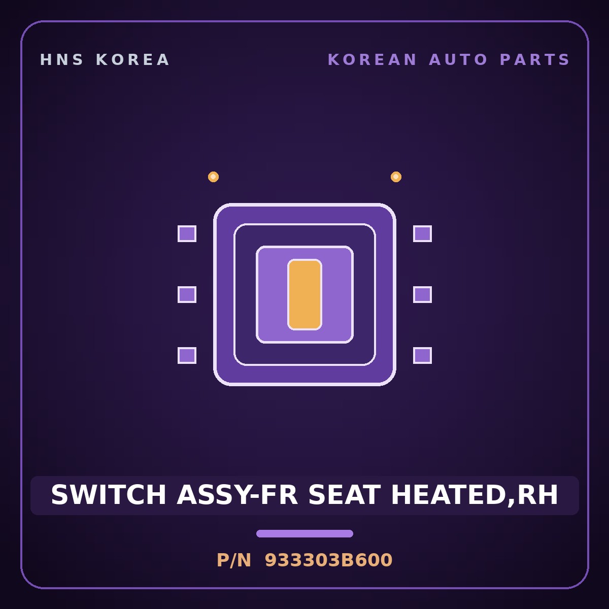 Genuine Mobis SWITCH ASSY-FR SEAT HEATED,RH 933303B600 for Equus 2001 HNS Parts Korea