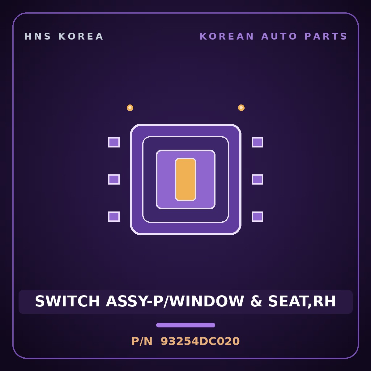 Genuine Mobis SWITCH ASSY-P/WINDOW & SEAT,RH 93254DC020 for GV90 2026 HNS Parts Korea