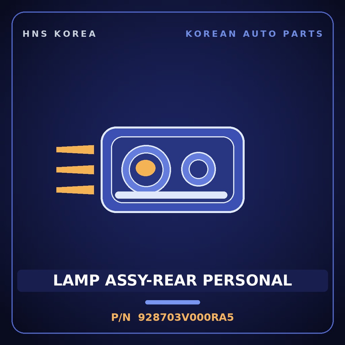 Genuine Mobis LAMP ASSY-REAR PERSONAL 928703V000RA5 for Aslan 2011 HNS Parts Korea