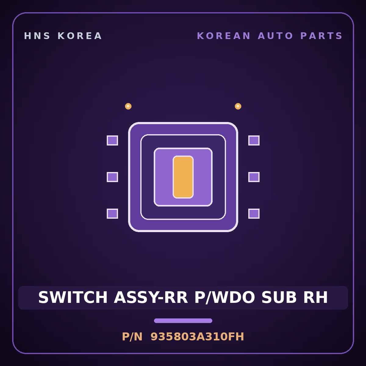 Genuine Mobis SWITCH ASSY-RR P/WDO SUB RH 935803A310FH for Trajet 1999 HNS Parts Korea