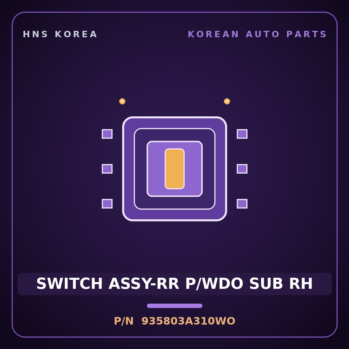 Genuine Mobis SWITCH ASSY-RR P/WDO SUB RH 935803A310WO for Trajet 1999 HNS Parts Korea
