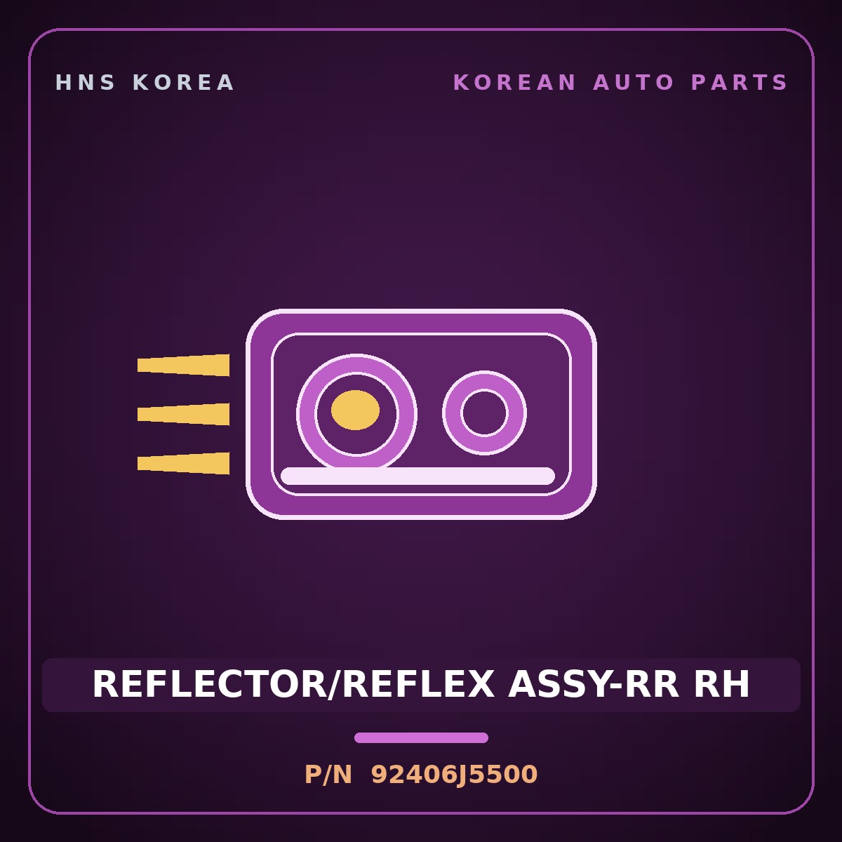 Genuine Mobis REFLECTOR/REFLEX ASSY-RR RH 92406J5500 for Stinger 2020 HNS Parts Korea