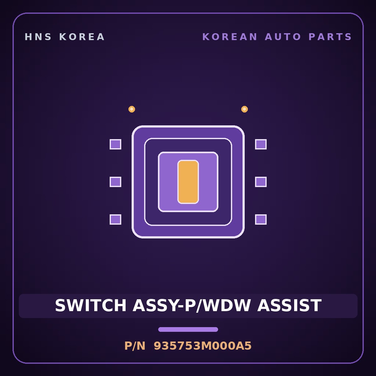 Genuine Mobis SWITCH ASSY-P/WDW ASSIST 935753M000A5 for Genesis 2007 HNS Parts Korea