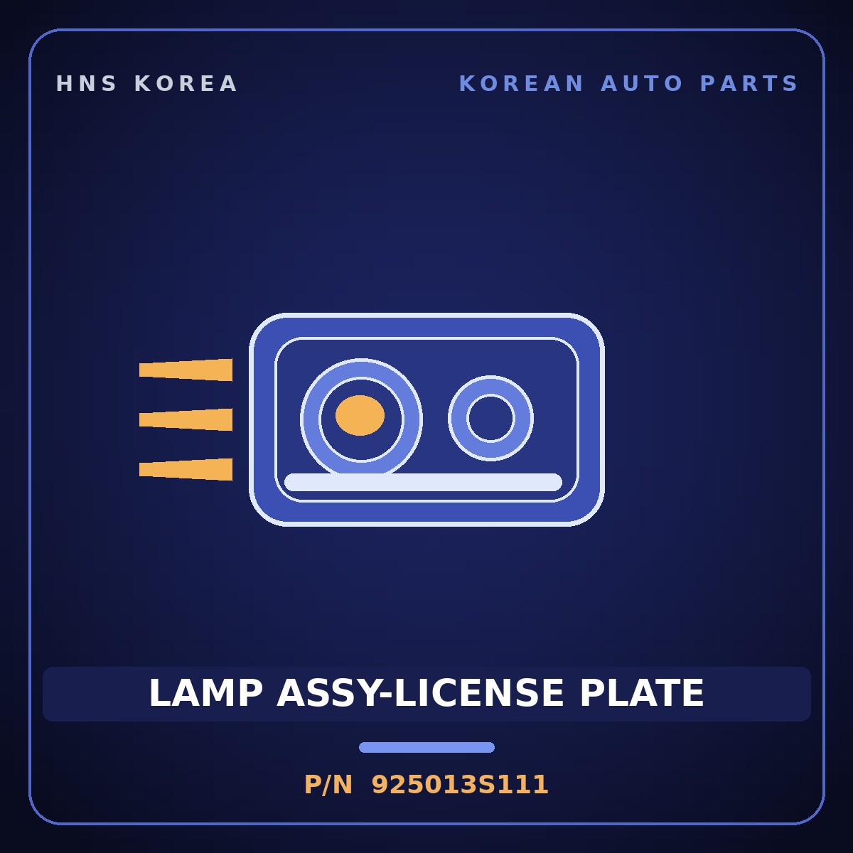 Genuine Mobis LAMP ASSY-LICENSE PLATE 925013S111 for Sonata 2010 HNS Parts Korea