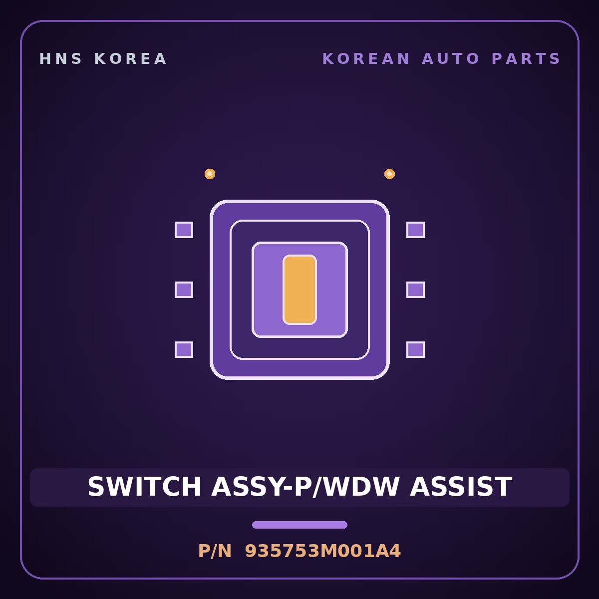 Genuine Mobis SWITCH ASSY-P/WDW ASSIST 935753M001A4 for Genesis 2007 HNS Parts Korea