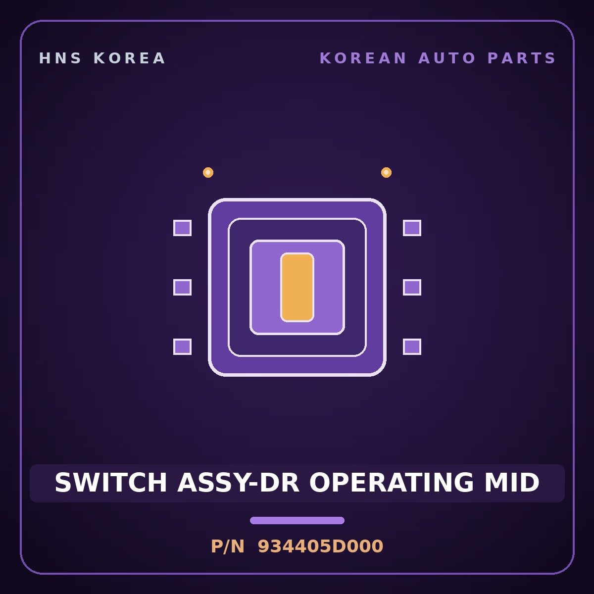 Genuine Mobis SWITCH ASSY-DR OPERATING MID 934405D000 for County 2020 HNS Parts Korea