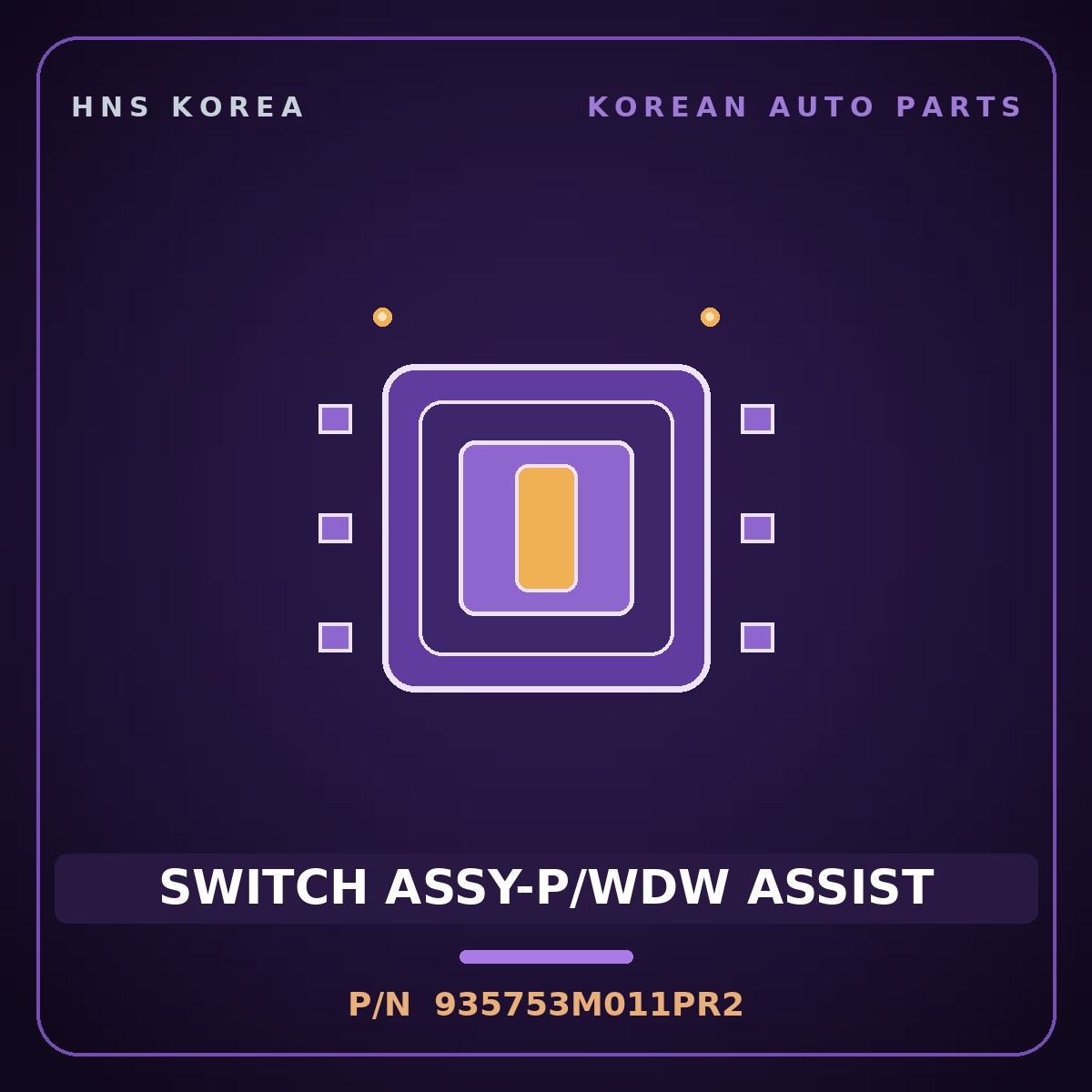 Genuine Mobis SWITCH ASSY-P/WDW ASSIST 935753M011PR2 for Genesis 2007 HNS Parts Korea