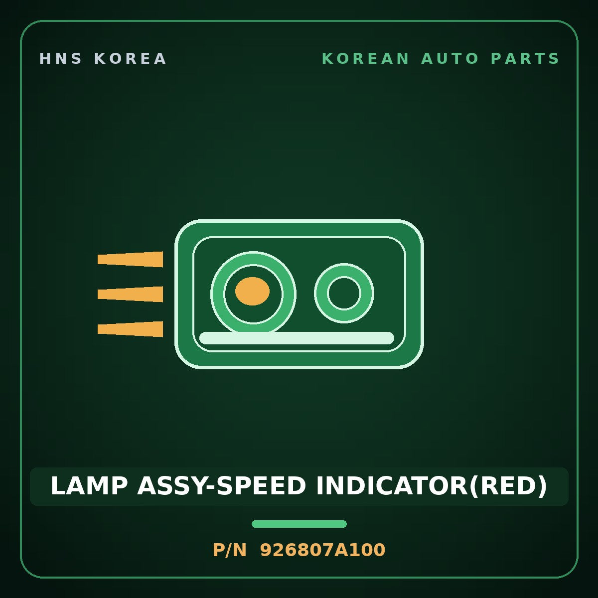 Genuine Mobis LAMP ASSY-SPEED INDICATOR(RED) 926807A100 for 11-Ton Truck 1998 HNS Parts Korea