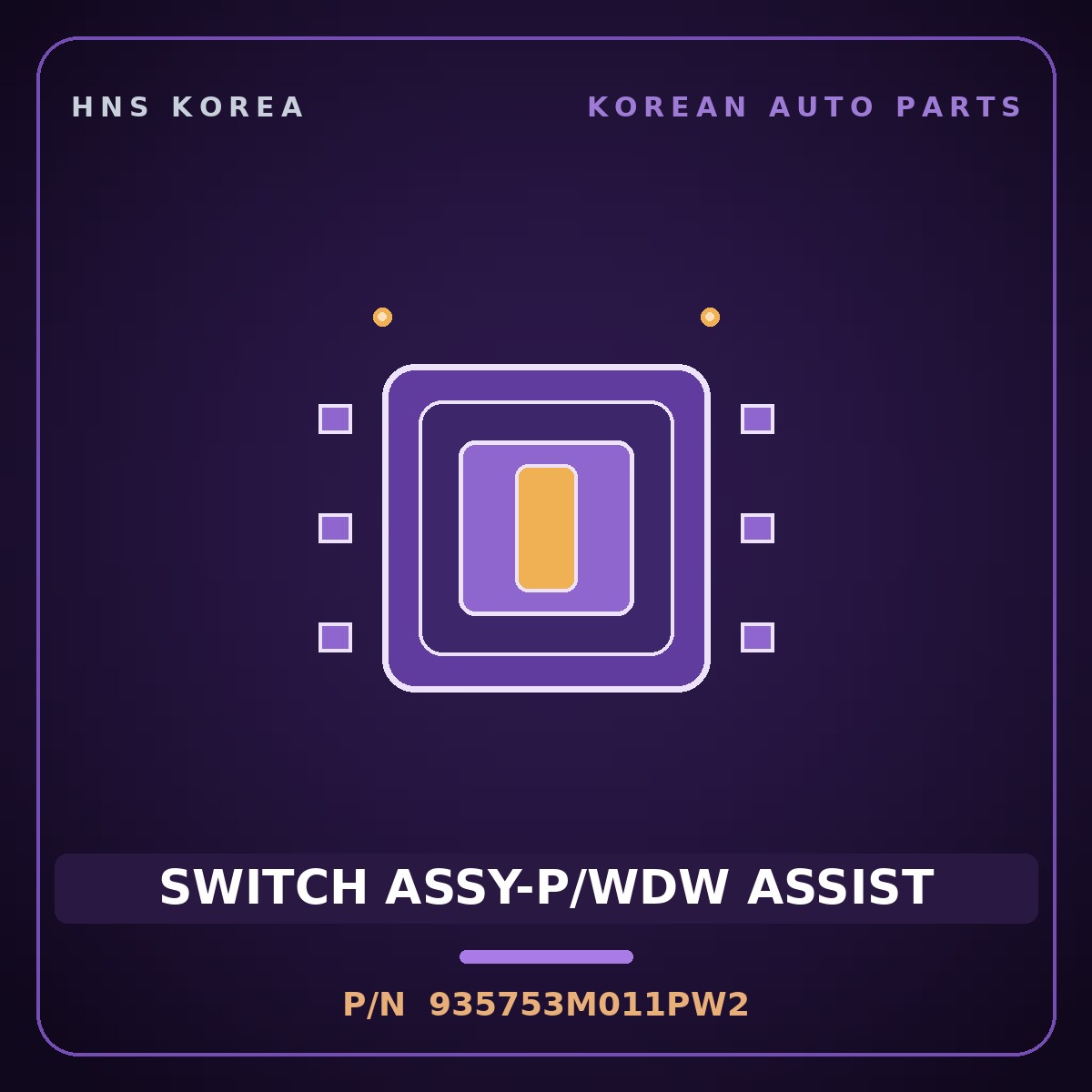 Genuine Mobis SWITCH ASSY-P/WDW ASSIST 935753M011PW2 for Genesis 2007 HNS Parts Korea