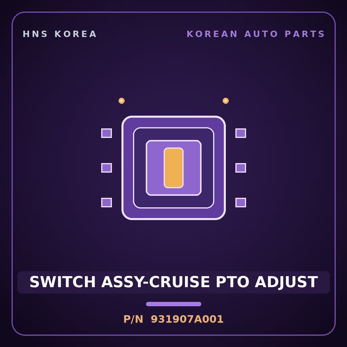 Genuine Mobis SWITCH ASSY-CRUISE PTO ADJUST 931907A001 for 11-Ton Truck 1998 HNS Parts Korea