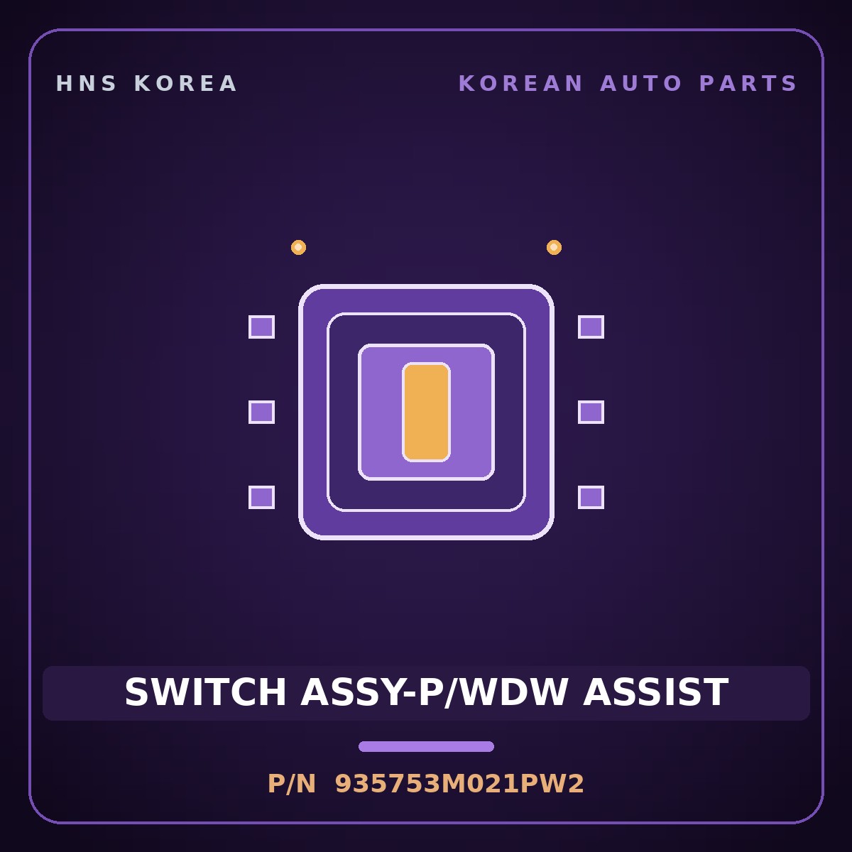 Genuine Mobis SWITCH ASSY-P/WDW ASSIST 935753M021PW2 for Genesis 2007 HNS Parts Korea