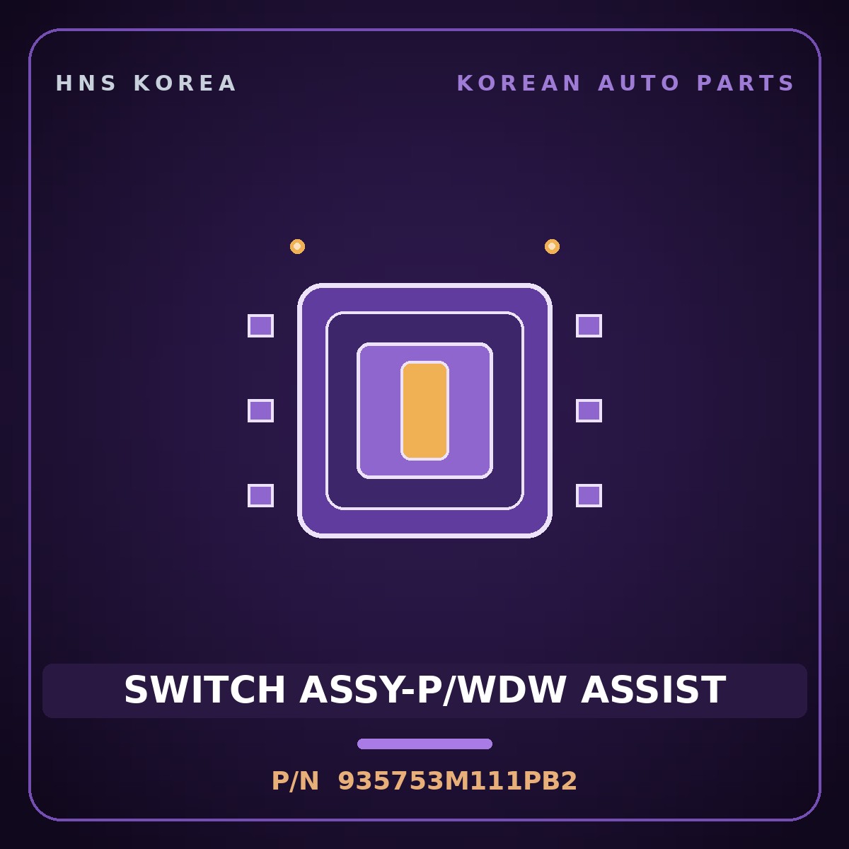 Genuine Mobis SWITCH ASSY-P/WDW ASSIST 935753M111PB2 for Genesis 2007 HNS Parts Korea