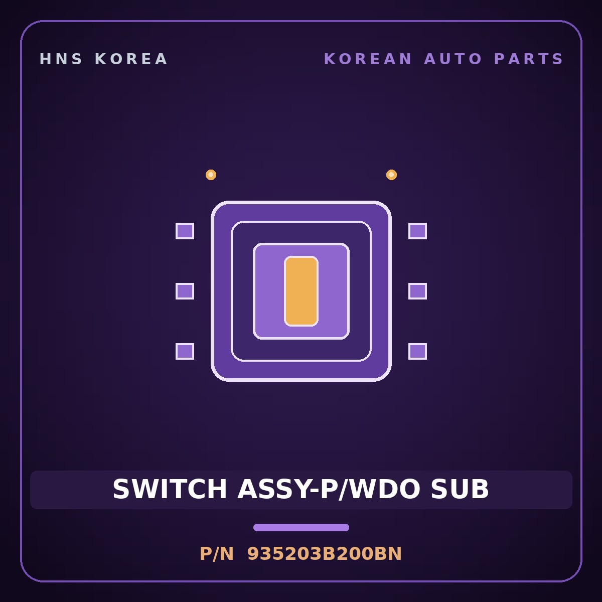 Genuine Mobis SWITCH ASSY-P/WDO SUB 935203B200BN for Equus 2001 HNS Parts Korea