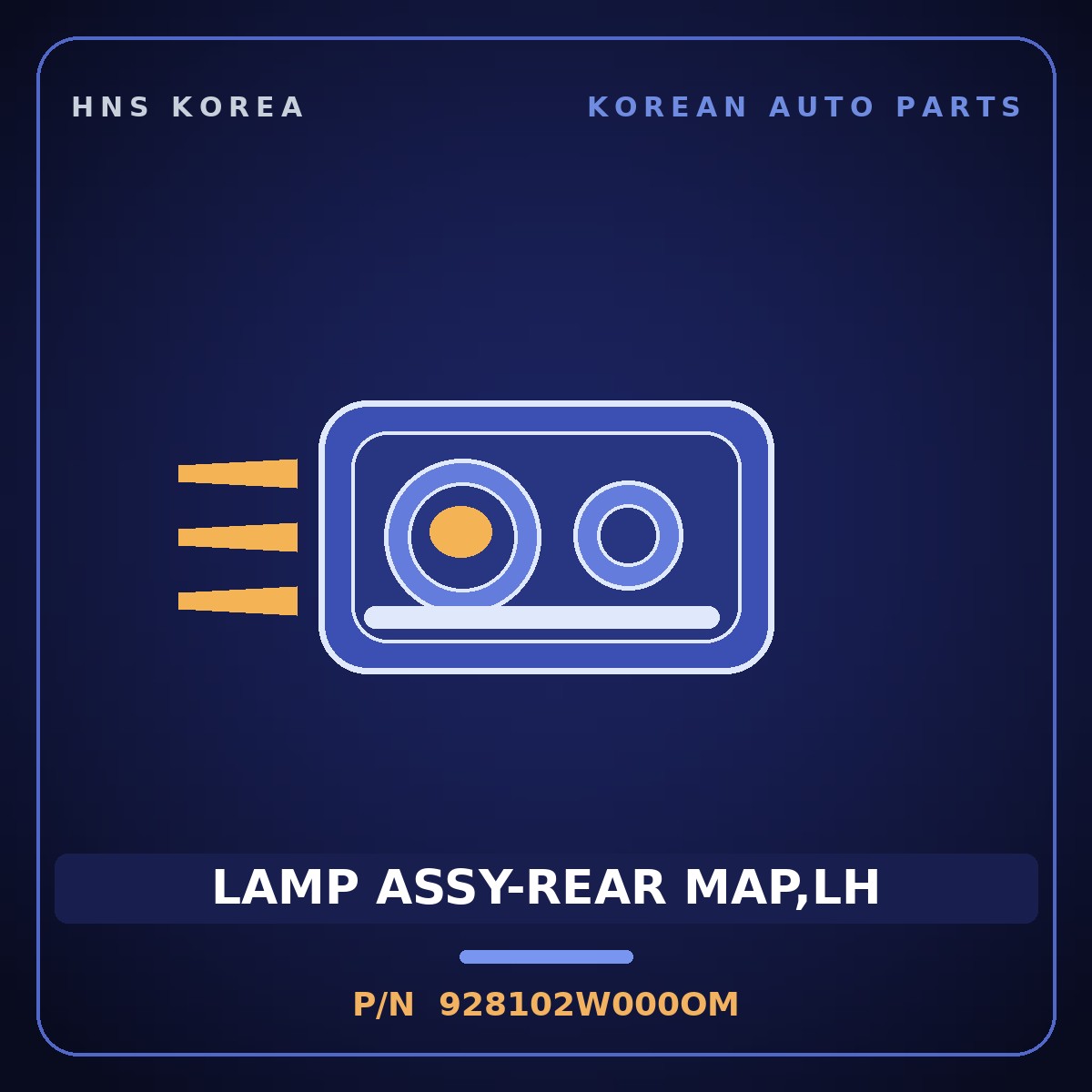 Genuine Mobis LAMP ASSY-REAR MAP,LH 928102W000OM for Maxcruz 2012 HNS Parts Korea