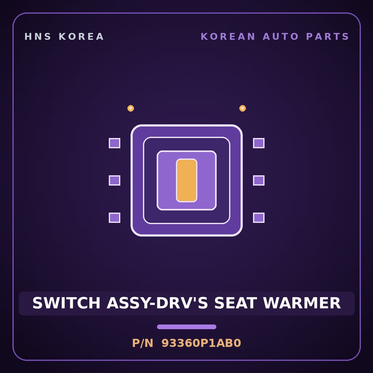 Genuine Mobis SWITCH ASSY-DRV'S SEAT WARMER 93360P1AB0 for Sportage 2025 HNS Parts Korea