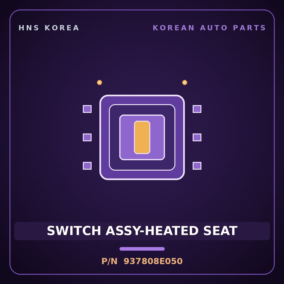 Genuine Mobis SWITCH ASSY-HEATED SEAT 937808E050 for Express 2019 HNS Parts Korea