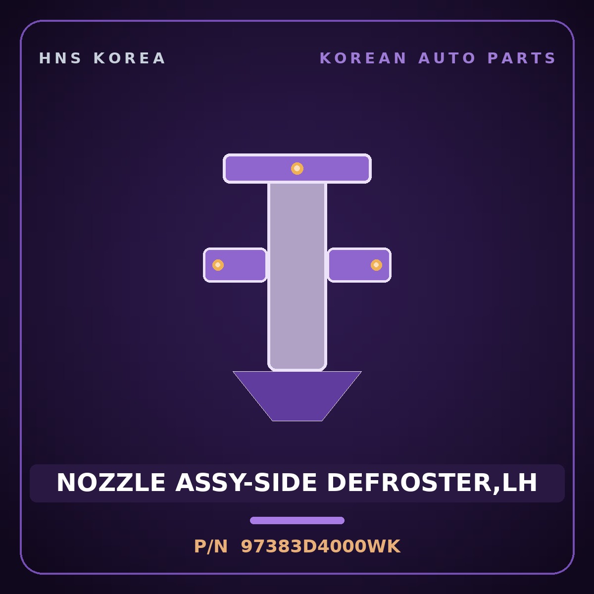Genuine Mobis NOZZLE ASSY-SIDE DEFROSTER,LH 97383D4000WK for K5 2016 HNS Parts Korea