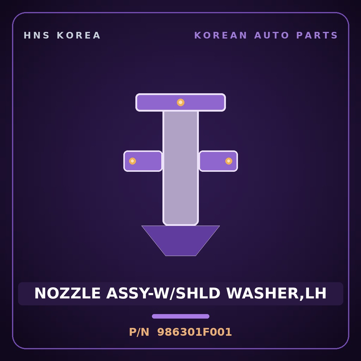 Genuine Mobis NOZZLE ASSY-W/SHLD WASHER,LH 986301F001 for Sportage 2004 HNS Parts Korea