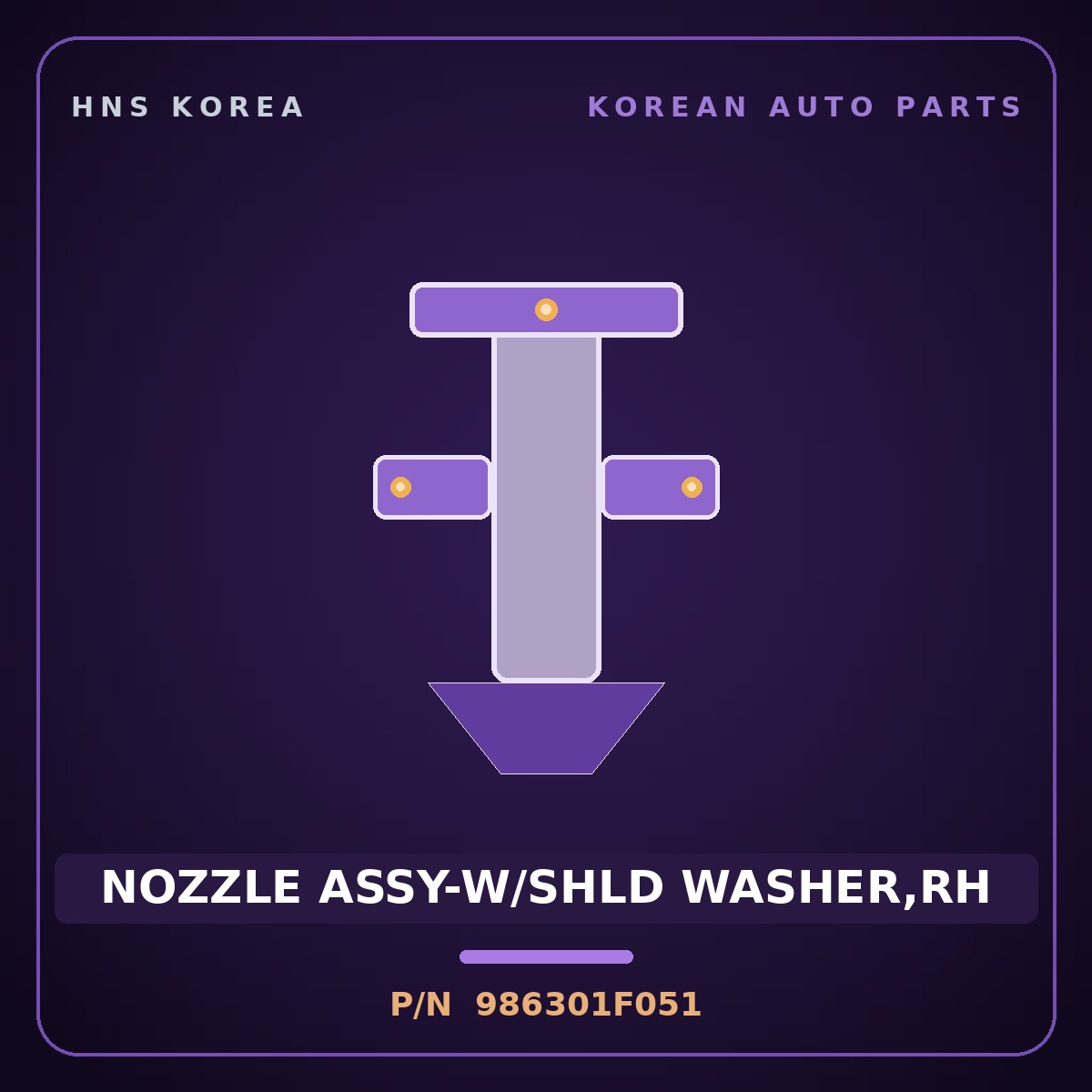 Genuine Mobis NOZZLE ASSY-W/SHLD WASHER,RH 986301F051 for Sportage 2004 HNS Parts Korea