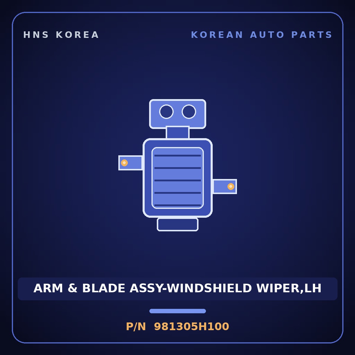 Genuine Mobis ARM & BLADE ASSY-WINDSHIELD WIPER,LH 981305H100 for Mighty 1998 HNS Parts Korea