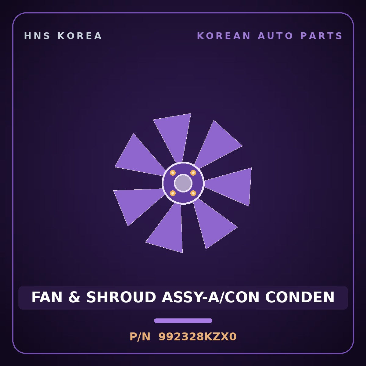 Genuine Mobis FAN & SHROUD ASSY-A/CON CONDEN 992328KZX0 for Aero City 2008 HNS Parts Korea