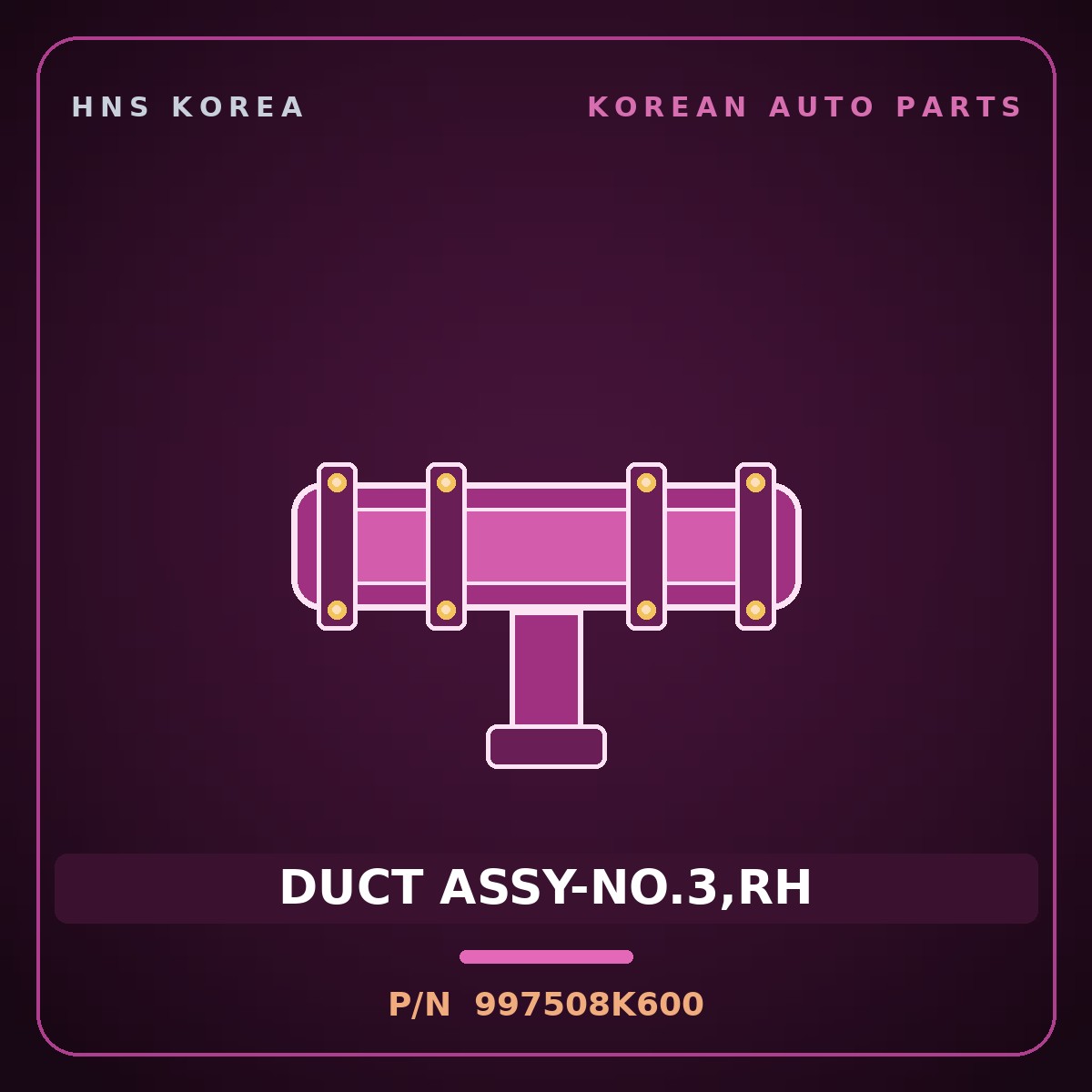 Genuine Mobis DUCT ASSY-NO.3,RH 997508K600 for Aero City 2008 HNS Parts Korea