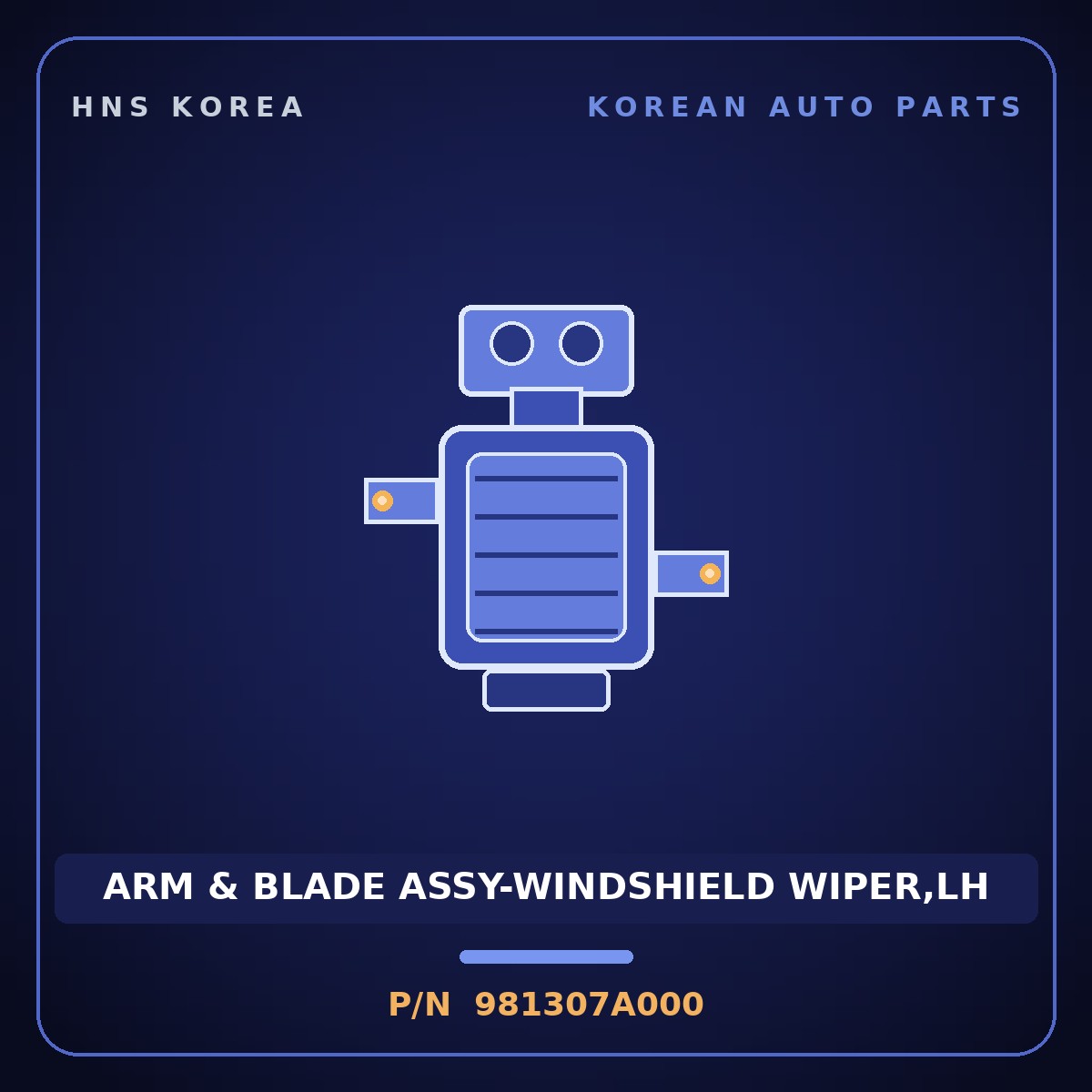Genuine Mobis ARM & BLADE ASSY-WINDSHIELD WIPER,LH 981307A000 for 11-Ton Truck 2000 HNS Parts Korea