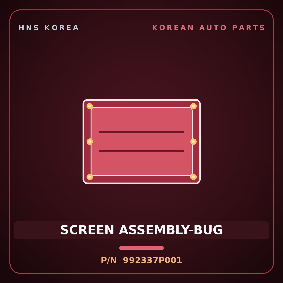 Genuine Mobis SCREEN ASSEMBLY-BUG 992337P001 for Trago 2013 HNS Parts Korea