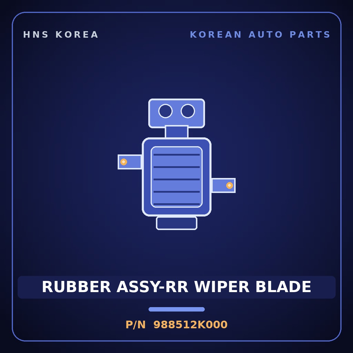 Genuine Mobis RUBBER ASSY-RR WIPER BLADE 988512K000 for Kona 2008 HNS Parts Korea