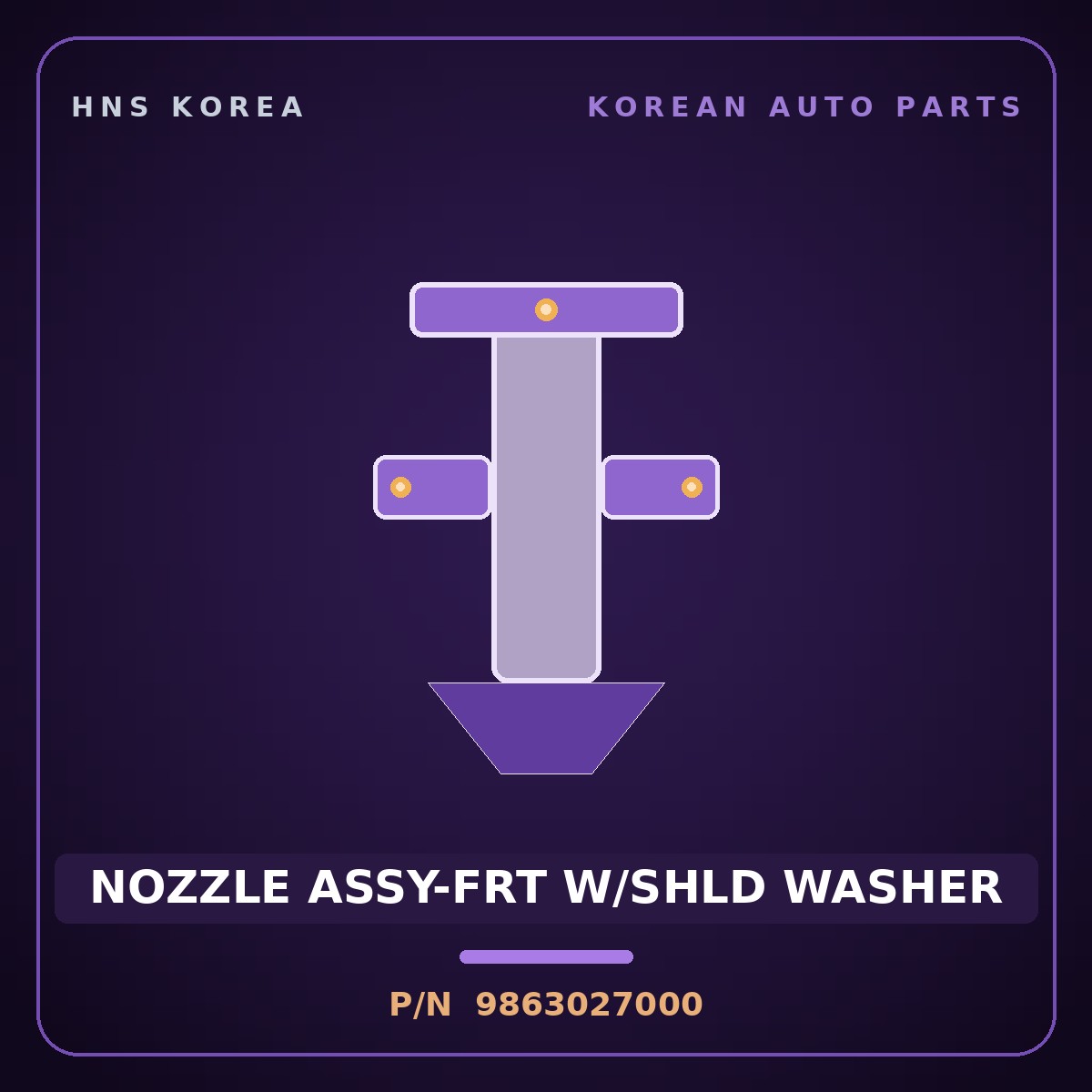 Genuine Mobis NOZZLE ASSY-FRT W/SHLD WASHER 9863027000 for Tiburon 1997 HNS Parts Korea