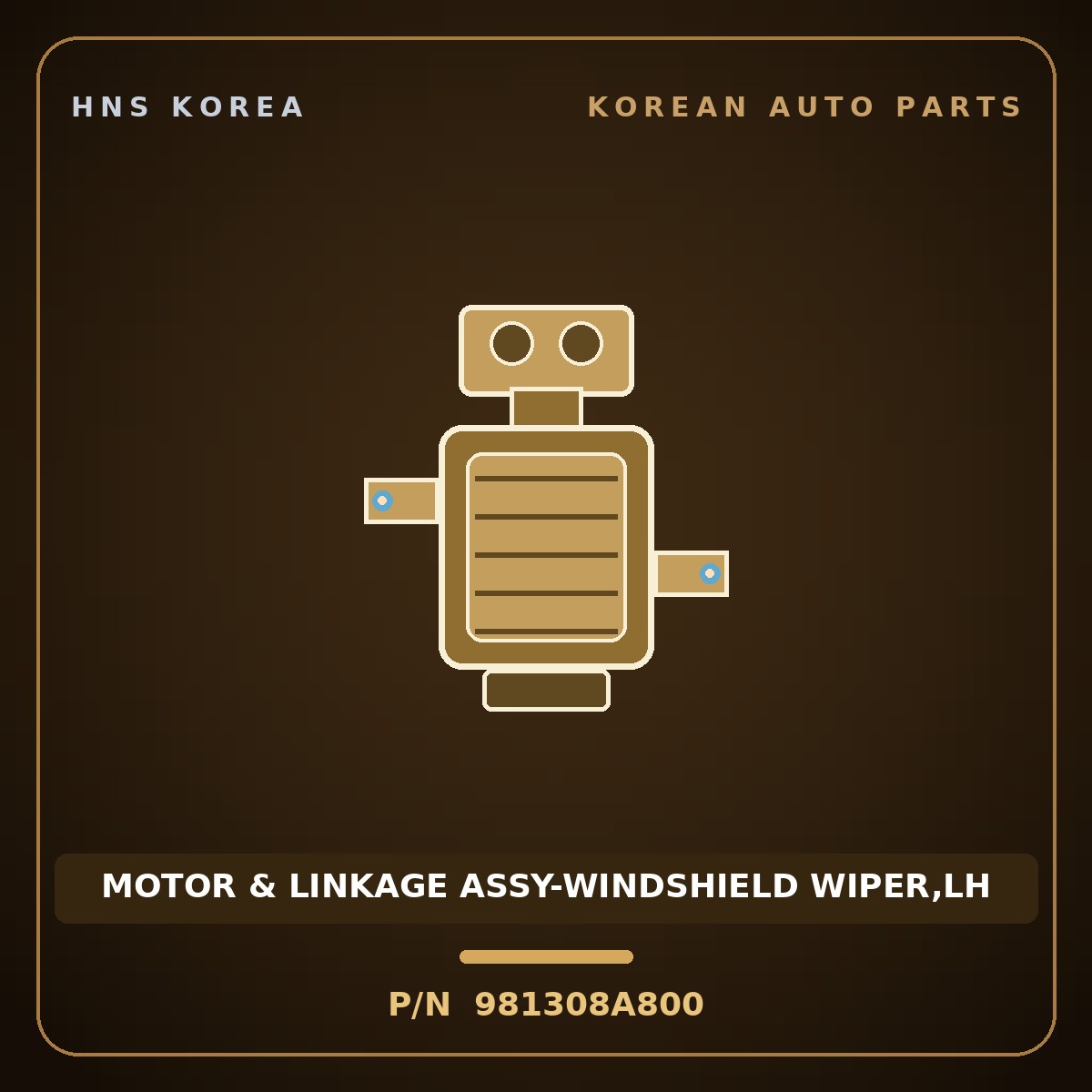Genuine Mobis MOTOR & LINKAGE ASSY-WINDSHIELD WIPER,LH 981308A800 for Aero Queen 2000 HNS Parts Korea