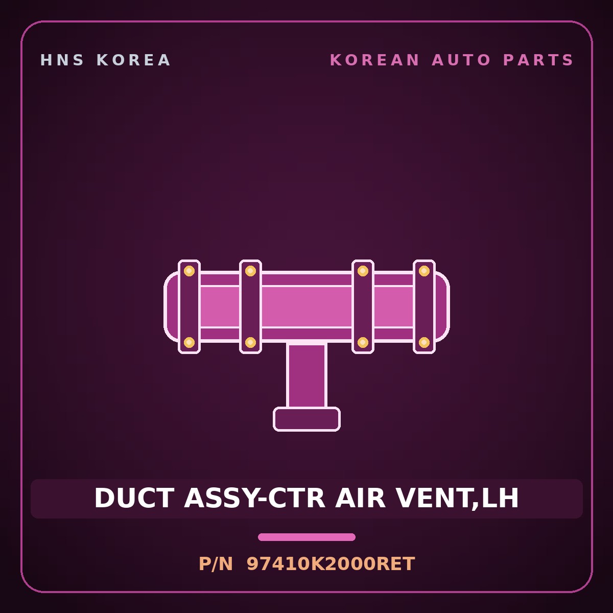 Genuine Mobis DUCT ASSY-CTR AIR VENT,LH 97410K2000RET for Venue 2019 HNS Parts Korea