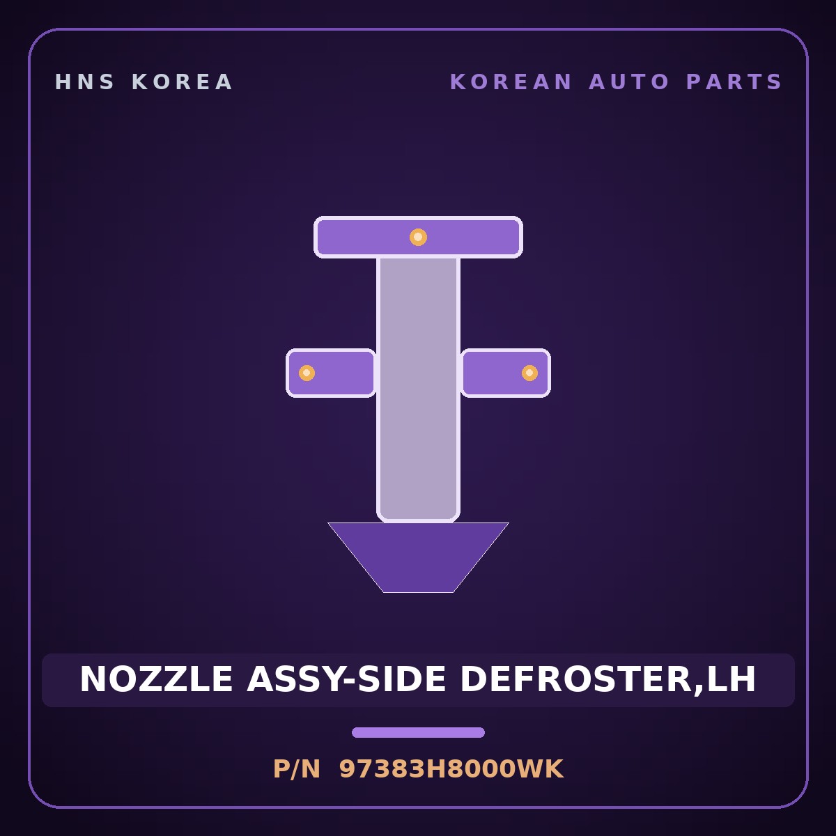 Genuine Mobis NOZZLE ASSY-SIDE DEFROSTER,LH 97383H8000WK for Stonic 2017 HNS Parts Korea