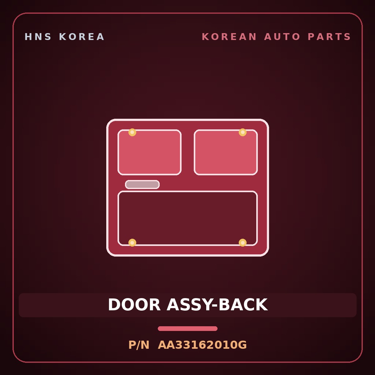 Genuine Mobis DOOR ASSY-BACK AA33162010G for Retona 1999 HNS Parts Korea