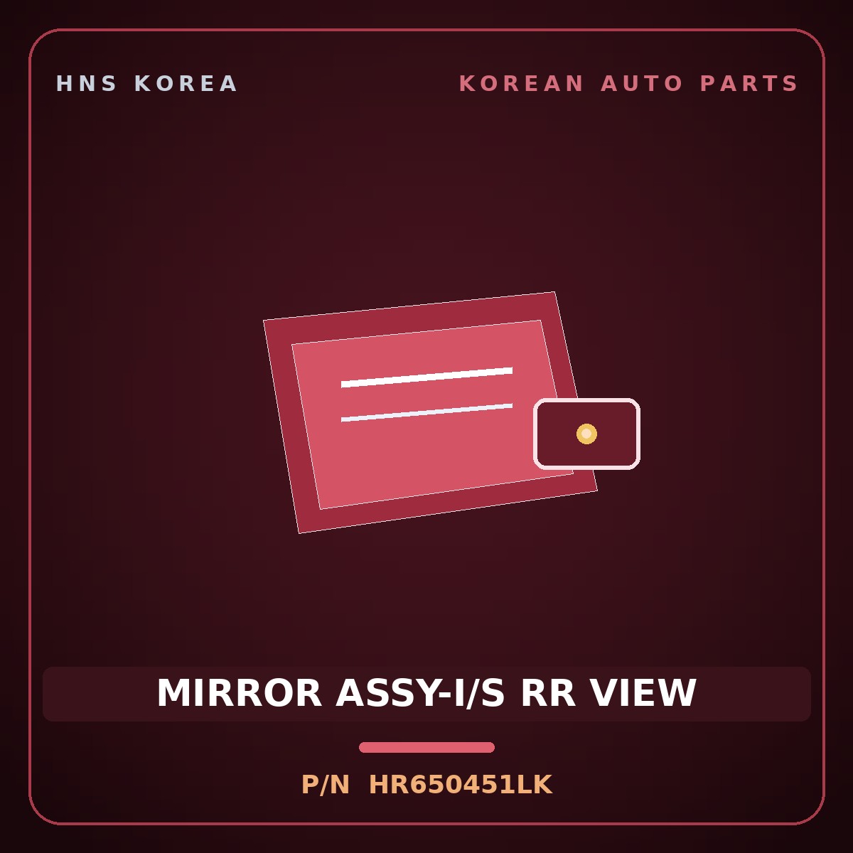 Genuine Mobis MIRROR ASSY-I/S RR VIEW HR650451LK for Galloper 1998 HNS Parts Korea