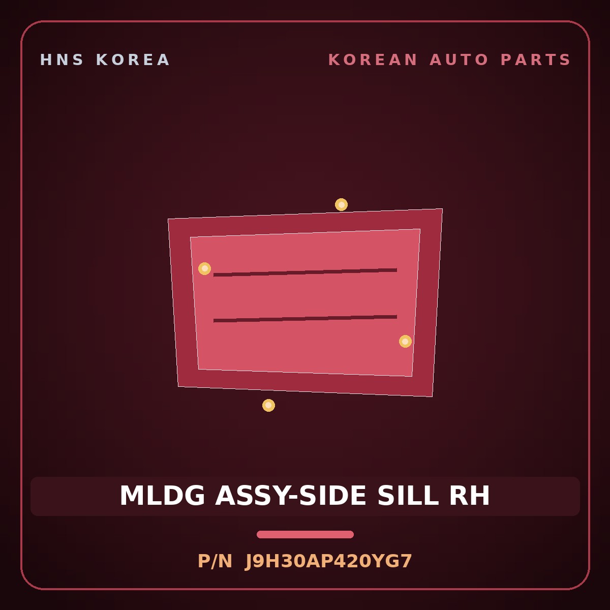 Genuine Mobis MLDG ASSY-SIDE SILL RH J9H30AP420YG7 for Kona 2018 HNS Parts Korea