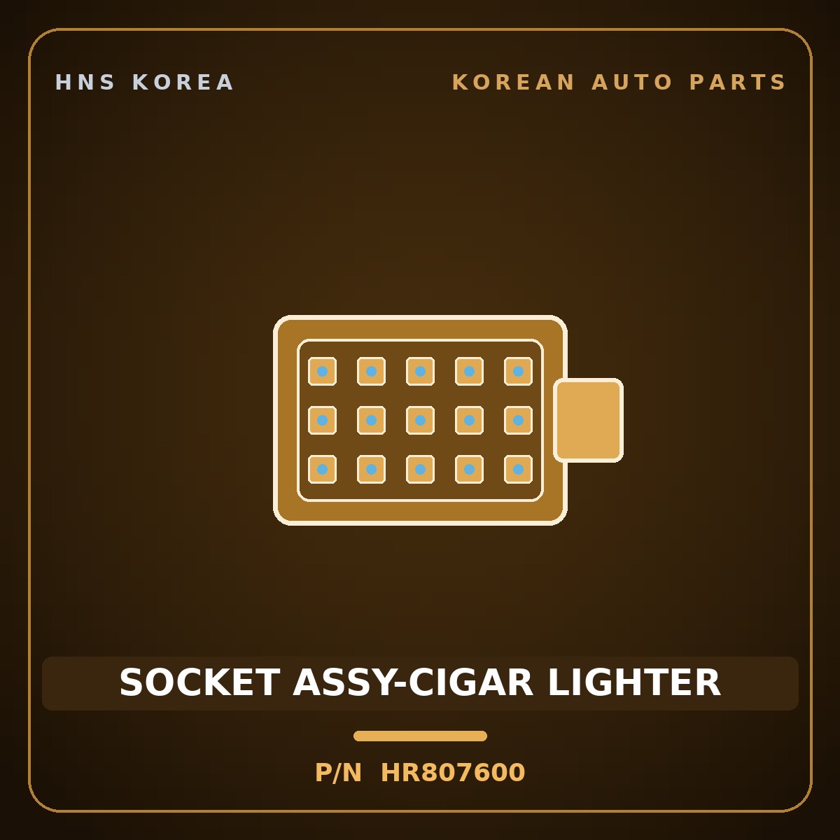 Genuine Mobis SOCKET ASSY-CIGAR LIGHTER HR807600 for Galloper 1990 HNS Parts Korea
