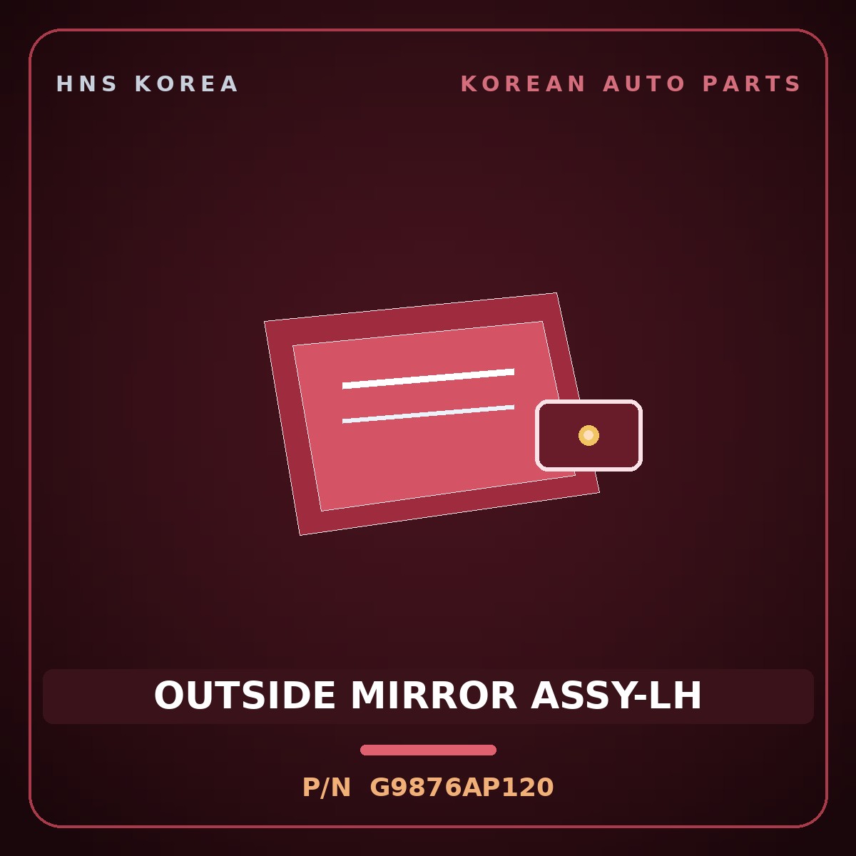 Genuine Mobis OUTSIDE MIRROR ASSY-LH G9876AP120 for G70 2017 HNS Parts Korea